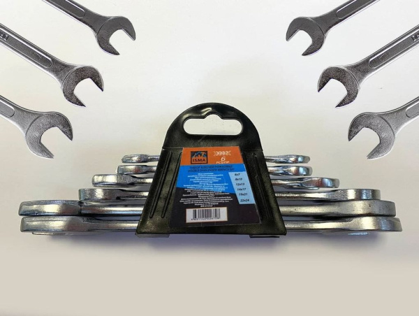 Набор ключей рожковых 6пр. (6х7, 8х10, 12х13, 14х17, 19х21, 22х24мм) в пластиковом держателе