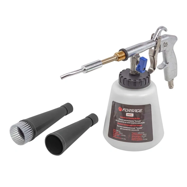 Пистолет пневматический ''Tornado'' для химчистки салона а/м с емкостью 1л (3600об/мин, расход воздуха 120 л/мин,6-9.2 бар)