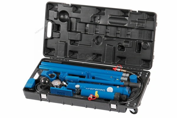 Растяжка рихтовочная c манометром в кейсе усилие 10 т 15 предметов NORDBERG N3811