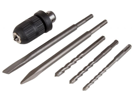 Перфоратор BULL BH 2802 в чем. 850 Вт, 3.2 Дж, 28 мм, 4 реж. + 2 зубила, 3 сверла, БЗП в комплекте