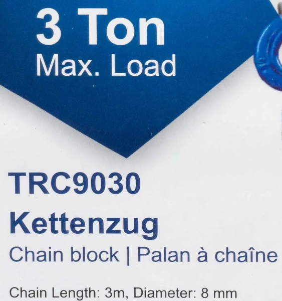 Лебедка механическая подвесная с фиксацией цепи натяжения, 3т (длина цепи - 3м)