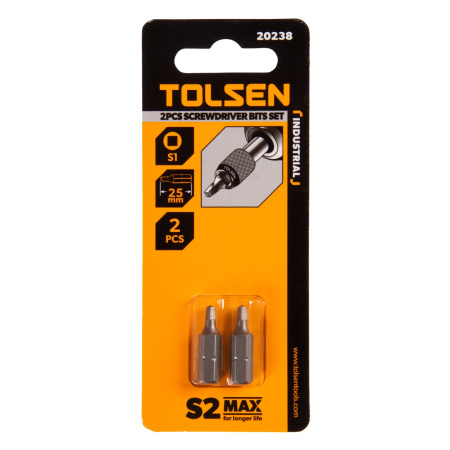 Набор вставок (бит) торцевых 1/4" Square №1 25 мм 2 предмета TOLSEN TT20238