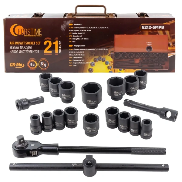 Набор инструментов ударных 21пр. 3/4''(6гр.)