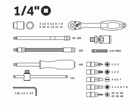 Набор головок и бит 46пр. 1/4" PRO STARTUL STUTTGART (PRO-046S)