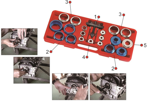 Набор инструментов для демонтажа сальников коленвала в кейсе JTC 4901 (27-58 мм)