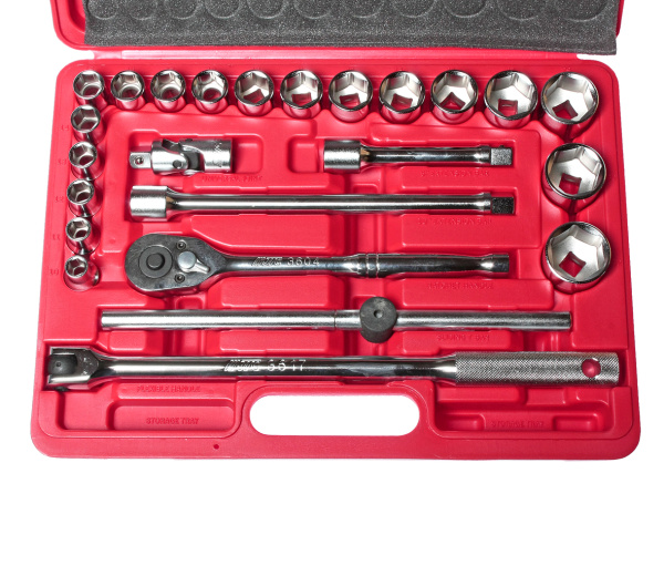 Набор головок торцевых 6-ти гранных  JTC H424B (1/2", 10-32 мм, 24 предмета в кейсе)