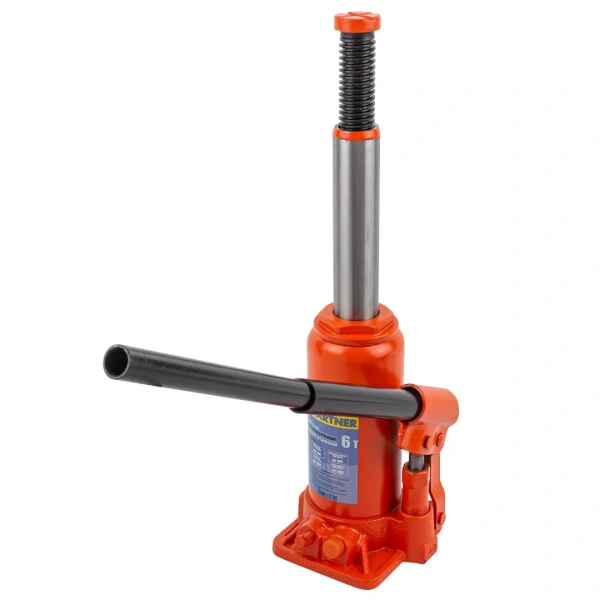 Домкрат бутылочный 6т с клапаном (h min 200мм, h max 385мм, ход штока-125мм, ход винта-60мм)
