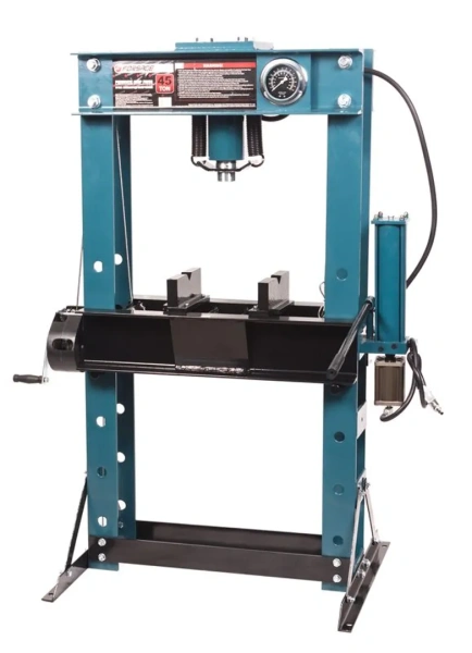 Пресс гидравлический напольный 45т, ручной/пневмо привод (рабочая высота: 0-865мм, рабочая ширина: 645мм, рабочий стол: 325х645мм, ход штока: 175мм)