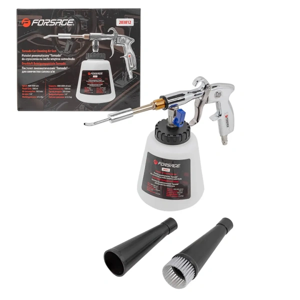 Пистолет пневматический ''Tornado'' для химчистки салона а/м с емкостью 1л (4000-8000об/мин, расход воздуха 350 л/мин,6-9.2 бар)