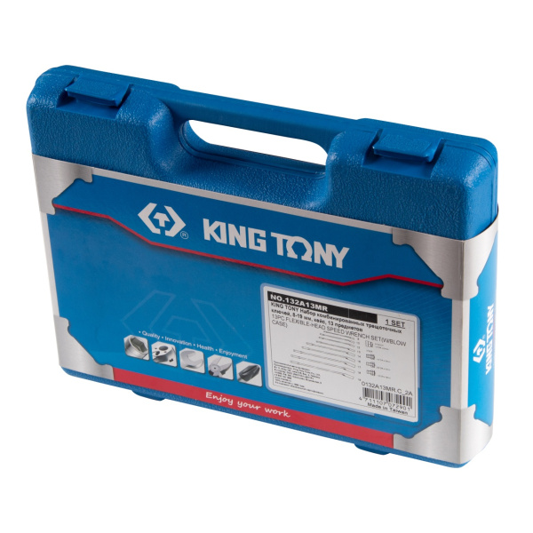 Набор комбинированных трещоточных ключей 8-19 мм кейс 13 предметов KING TONY 132A13MR