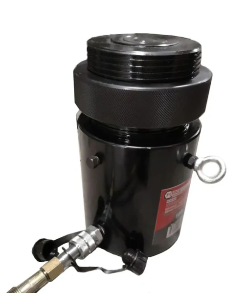 Цилиндр гидравлический с резьбовым штоком и гайкой для механической фиксации 150т (ход штока-100мм, Ø штока-165мм,общий Ø-208мм, L-259мм, 700bar)