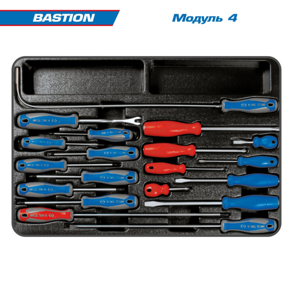 Набор инструментов BASTION в тележке KING TONY 9G38-100MR (204 предмета)