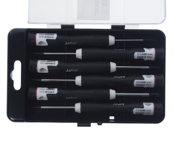 Набор отверток прецизионных JTC 5526 (PH00/0/1, SL1,5/2,5/3, L=150 мм, 6 предметов)