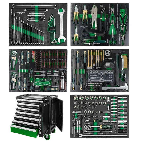 Тележка инструментальная 7-ми полочная с набором инструментов 274+12пр. и дополнительной боковой секцией