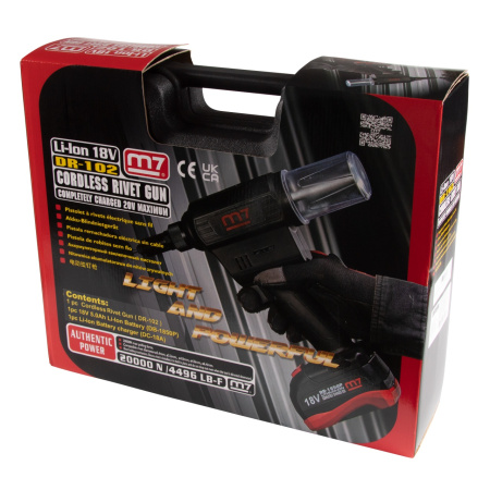 Заклепочник аккумуляторный MIGHTY SEVEN DR-102A1 (2,4-6,4 мм, 18 В, 3 предмета, кейс)