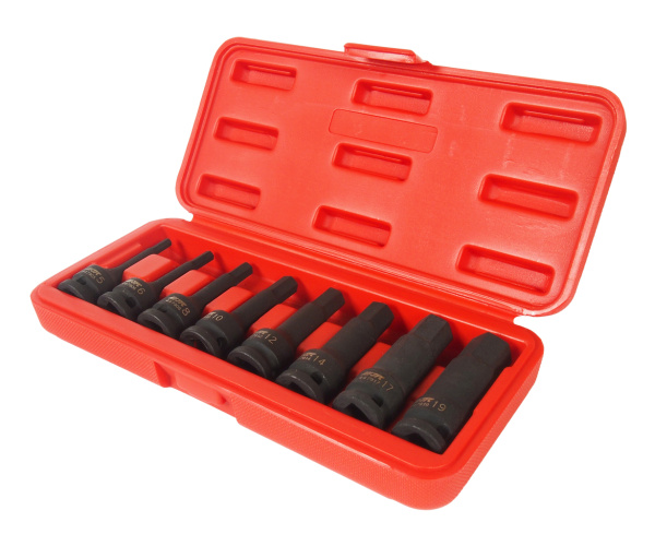 Набор бит-головок ударных JTC J408LH (1/2", HEX, H5-19 мм х 78 мм, 8 предметов в кейсе)