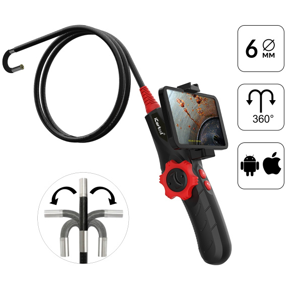 Видеоэндоскоп управляемый USB iCartool IC-V200 (2 Мп, 1920x1080, 1 м, 6 мм, 360°)