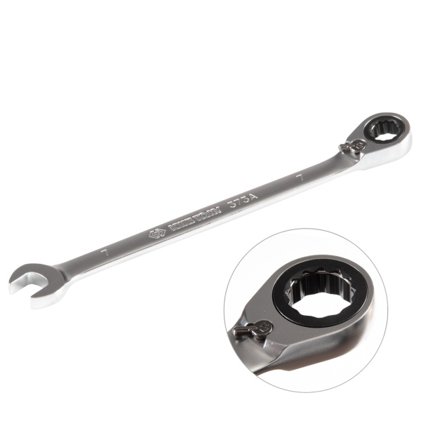 Ключ трещоточный комбинированный KING TONY 373A07M (с реверсом 7 мм)