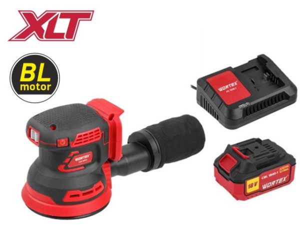 Аккум. эксцентриковая шлифмашина WORTEX COS 1218 E в кор. ALL1 XLT c акб и з/у в кор. БЕСЩЁТ., 18В,