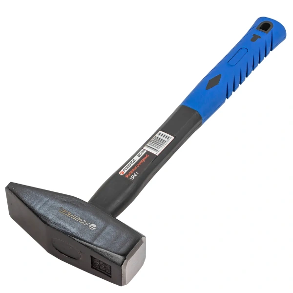 Молоток слесарный с фиберглассовой ручкой и резиновой противоскользящей накладкой (1500г)