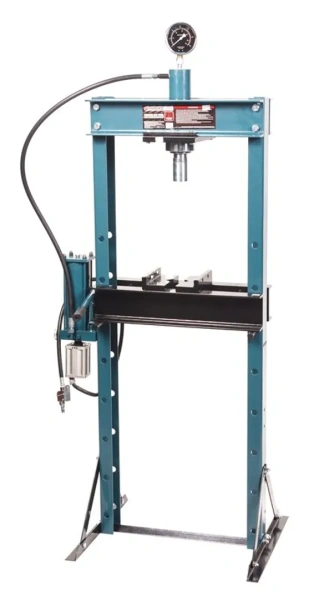 Пресс гидравлический с манометром напольный 20т, ручной/пневмо привод (раб. высота:0-910мм, раб. ширина: 490мм, раб. стол:200х490мм, ход штока:185мм)