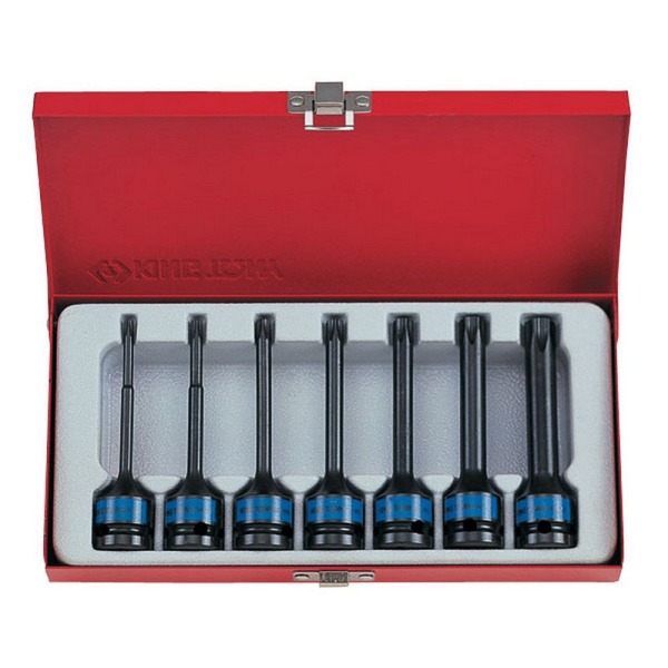 Набор ударных торцевых насадок KING TONY 4467PP, 1/2", TORX, Т25-Т60 мм, L = 100 мм, 7 предметов