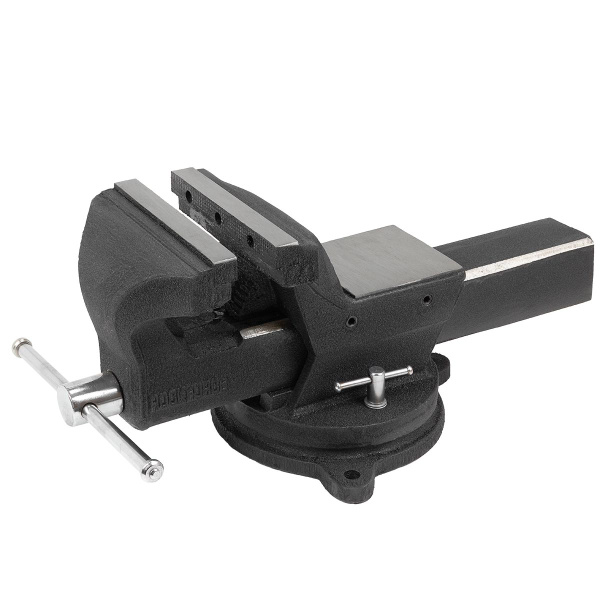 Тиски стальные поворотные с наковальней и съемными губками+захват для труб+захват для труб 6''-150мм