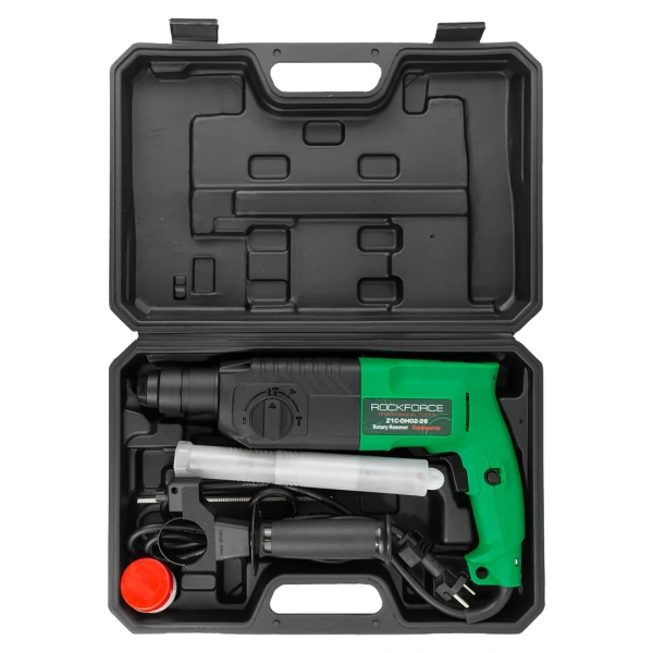 Перфоратор электрический(сверла 5,7,8х140мм,зубило плоское20х220мм,пика,уголь-е щетки,220V,50/60Гц,800W,0-1300 об/мин,2.8Дж,maxØ сверл.-24мм)в кейсе