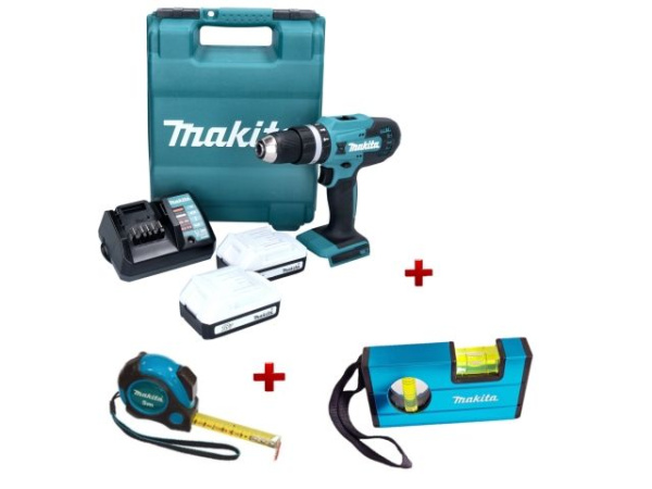 Аккум. дрель-шуруповерт MAKITA  HP 488 DWAE в чем. + АКЦИЯ рулетка и пузырьковй уровень в подарок