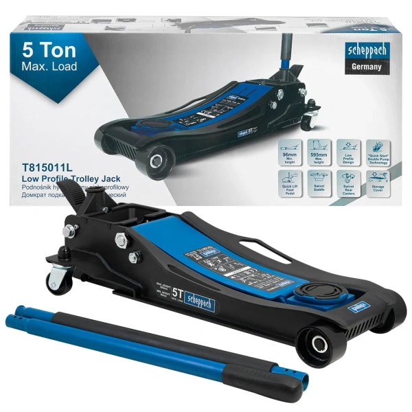 Домкрат подкатной гидравлический 5т (h min 96мм, h max 595мм),вес 49,50