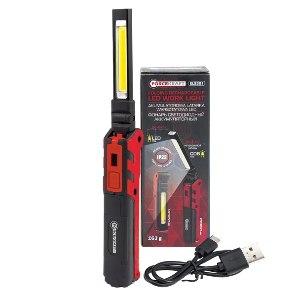 Фонарь светодиодный аккумуляторный на магнитном шарнире с регулятором яркости складной