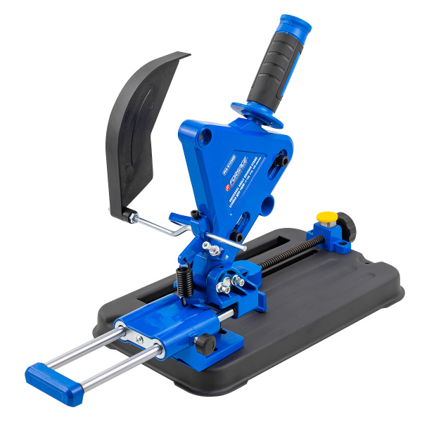 Стойка для УШМ с функицей протяжки (Ø100,115,125мм, высота 270мм, ход зажима 0-164мм, стол 300х190мм, глубина пропила 30мм, ход протяжки 120мм)