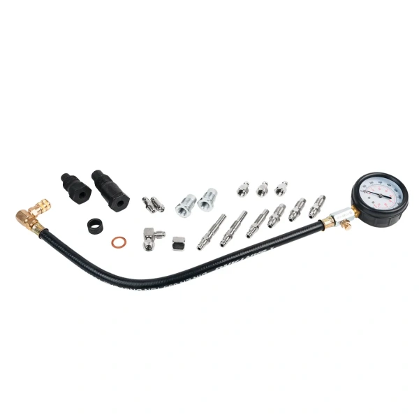 Тестер компрессии дизельного двигателя19пр. (М18х1.5мм, М24х2.0мм, М24х1.5мм, М10х1.0х68мм, М10х1.25х54мм, М10х1.25х68мм,М12х1.25х45мм)в кейсе Premium