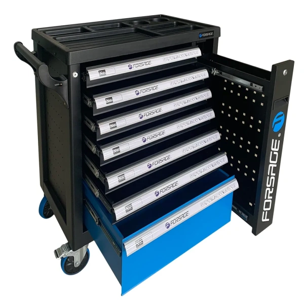 Тележка инструментальная 7-и полочная с набором инструментов 274пр и дополнительной боковой секцией 810х480х850мм