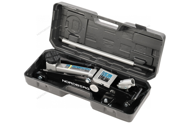 Домкрат подкатной для автолюбителя 2т в кейсе Н=135-385 мм NORDBERG N3202EC