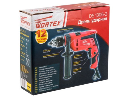 Дрель ударная WORTEX DS 1306-2 в кор. 650 Вт, 1 скор, 25 мм в дер., ключевой патрон 13 мм.