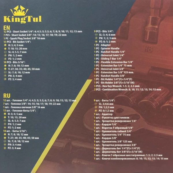 Набор инструментов 82 пр. 1/4''3/8''(6гр.)(4-22мм)