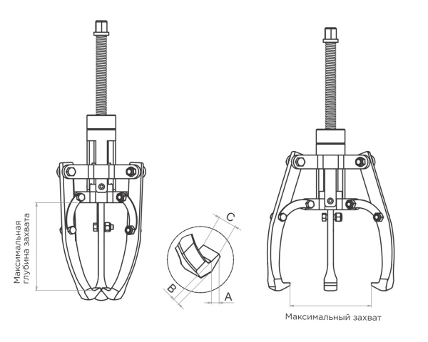 Съемник подшипников 3-х захватный 270 мм самоцентрирующийся МАСТАК 100-75011