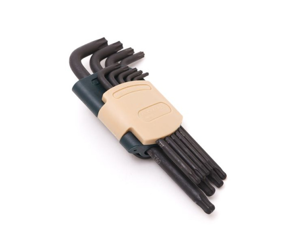 Набор ключей TORX Г-образных длинных с шаром, 9пр. (Т10, Т15, Т20, Т25, Т27, Т30, Т40, Т45, Т50),в пластиковом держателе