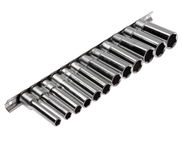 Набор головок торцевых 6-ти гранных глубоких JTC H312M (3/8", 8-19 мм, L=63 мм, 12 предметов)