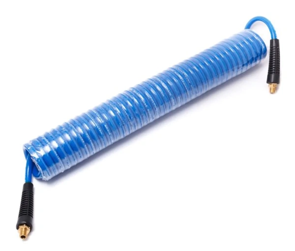 Шланг витой полиуретановый 6.5 х 10мм х 10м с резьбовыми наконечниками 1/4''(для воздуха)