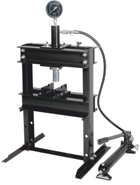 Пресс настольный гидравлический с манометром и выносным насосом 12т (раб. высота: 0-340мм, раб. ширина: 400мм, раб. стол: 185х400мм, ход штока: 175мм)