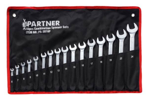 Набор ключей комбинированных 16пр.(6-19,22,24), на полотне