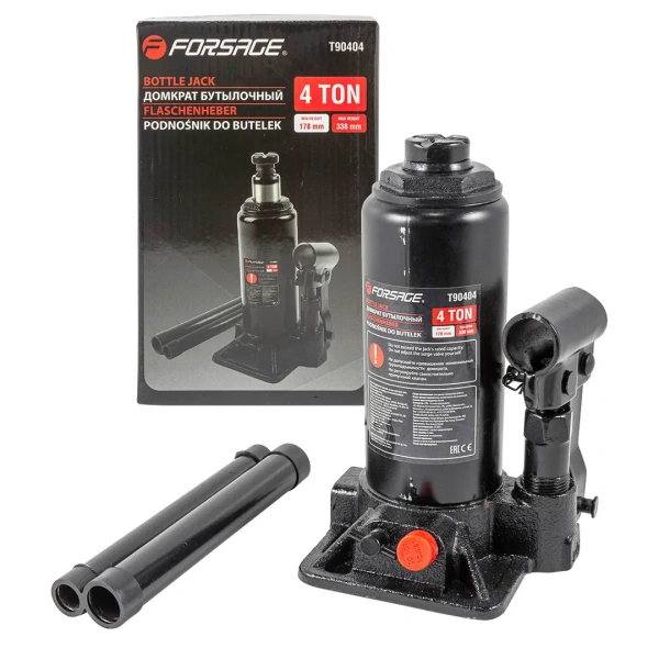 Домкрат бутылочный 4т с клапаном (h min-178мм, h max-338мм)