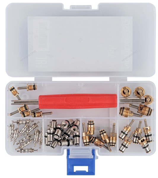 Набор ниппелей золотников для сервисных портов + унив. сервисный ключ NORDBERG NFA6K