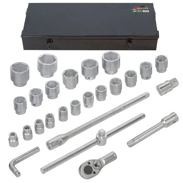 Набор инструментов 3/4 '',26 пр.(6гр.)(17,19,21,22,24,27,30,32,33,34,35,36,(36-12гр),38,41,46,50-3/4'',55,60,65мм-1''),в кейсе