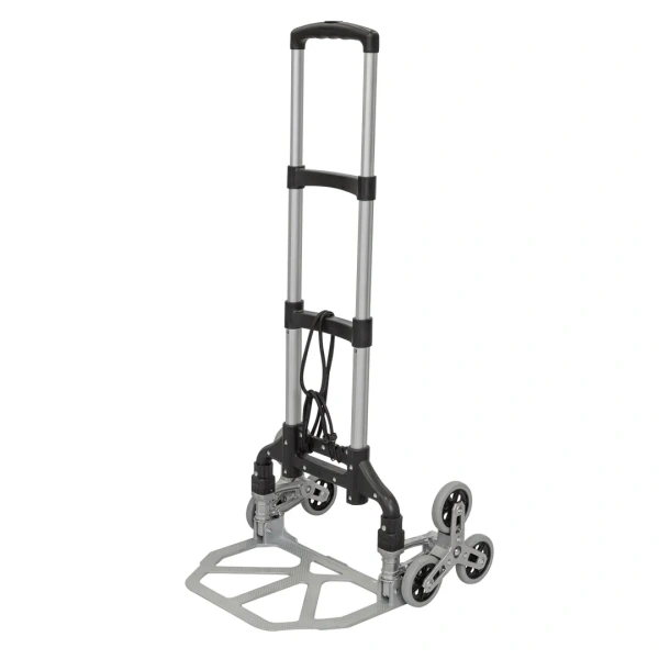 Тележка складная с телескопической ручкой и колесами на шарнирах для перемещения по неровным поверхностям и ступенькам(390х480мм,г/п70кг)
