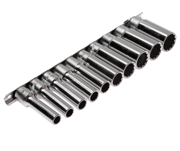 Набор головок торцевых 12-ти гранных глубоких JTC T410M (1/2", 10-24 мм, L=76 мм, 10 предметов)