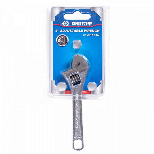 Ключ разводной KING TONY 3611-04R, 109 мм, хром