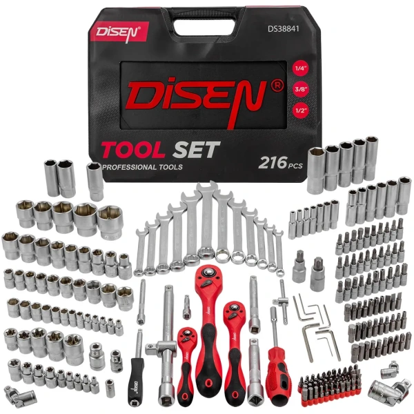 Набор инструментов 216 пр.1/4'',3/8'',1/2''(6гр.)(4-32мм)